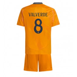 Real Madrid Federico Valverde #8 Uit tenue Kids 2024-25 Korte Mouw (+ Korte broeken)